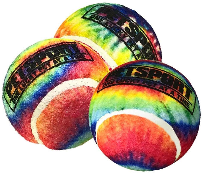 Petsport Tie Dye Squeak Tennis Ball Dog Toys
