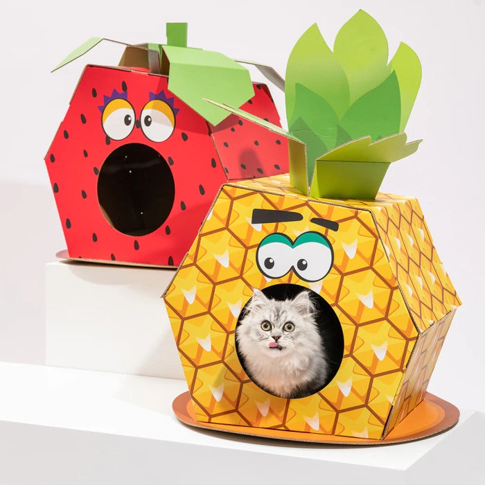 Fofos Cardboard Cat House with Scratching Pad Pineapple