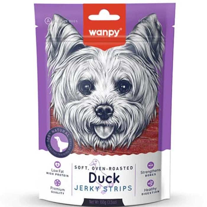 Wanpy Roasted Soft Duck Jerky Strips Dog Treats