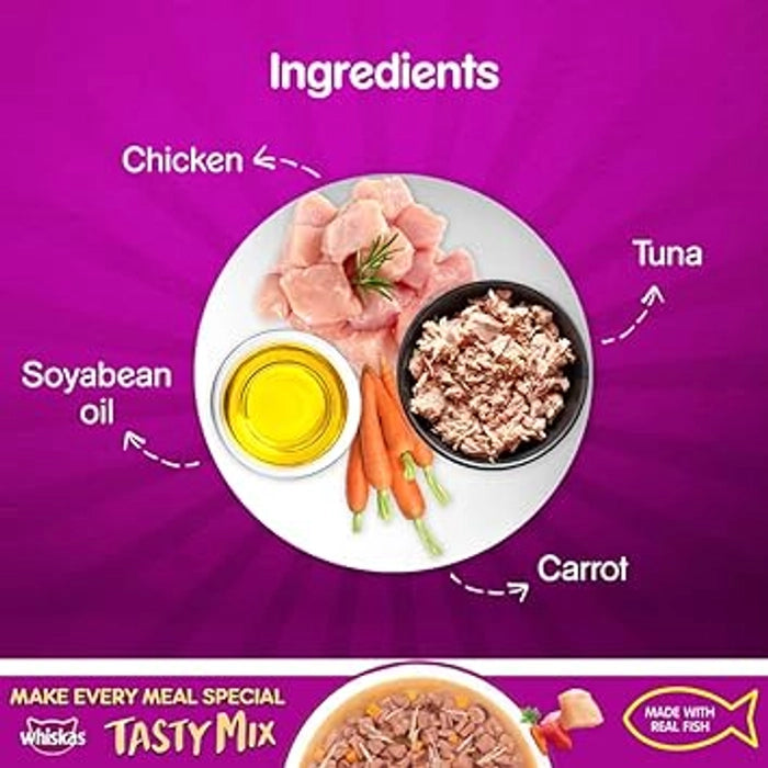 Whiskas Tasty Mix Chicken with Tuna and Carrot Cat Wet Food