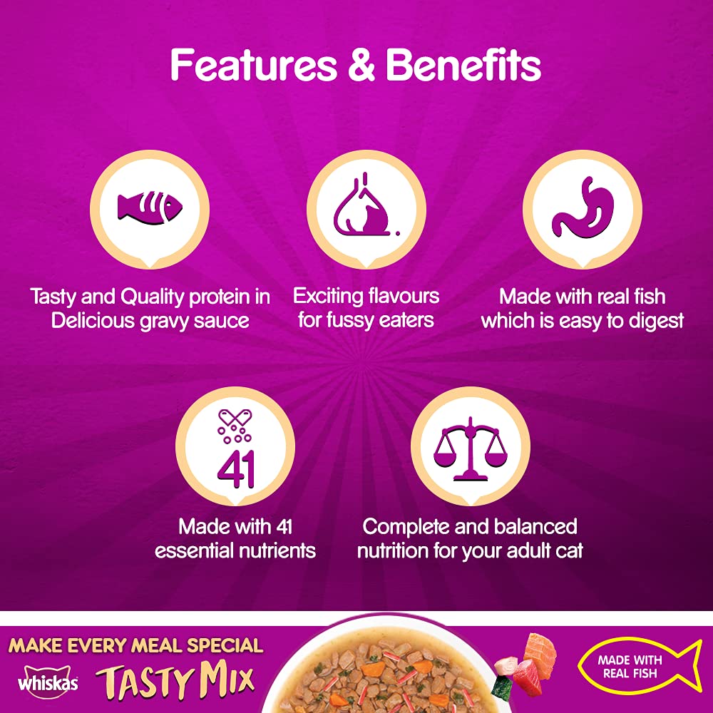 Whiskas Tastymix Seafood Cocktail Wakame Seaweed Cat Wet Food