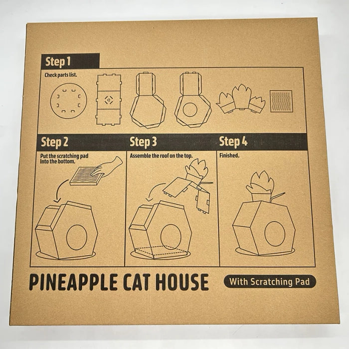 Fofos Cardboard Cat House with Scratching Pad Pineapple