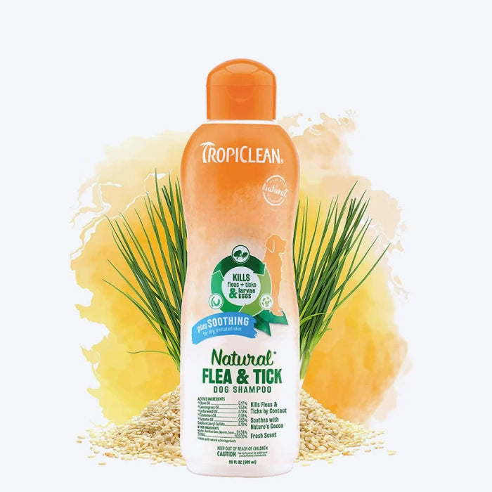 TropiClean Natural Flea & Tick Dog Shampoo Plus Soothing
