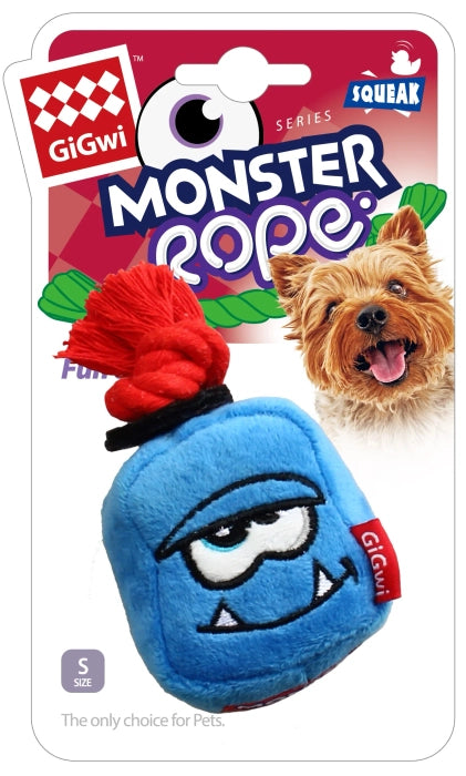 GiGwi Monster Rope Squeaker Inside Rope Plush Toy for Dogs