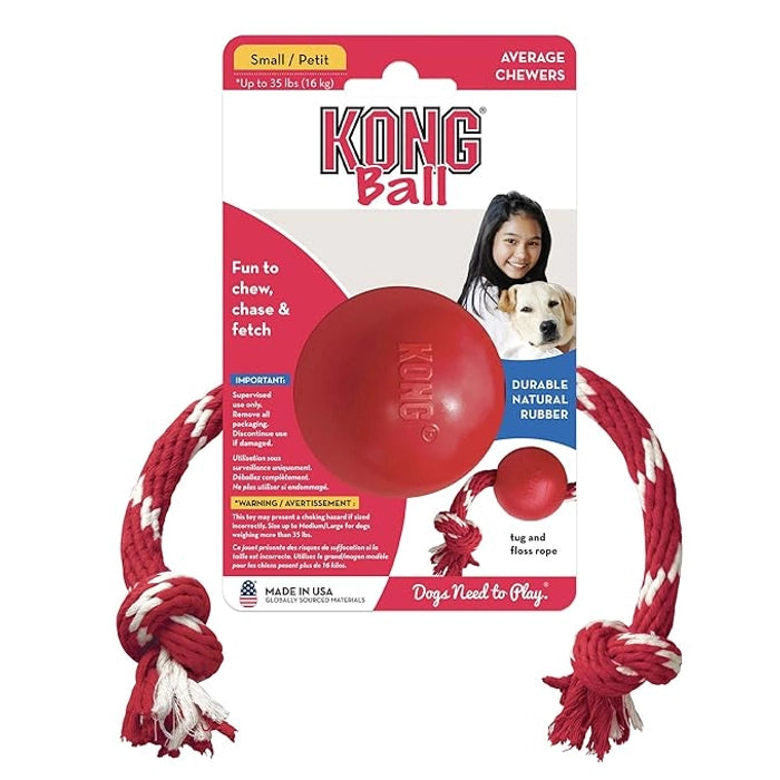 Kong Small Ball with Rope Dog Toy