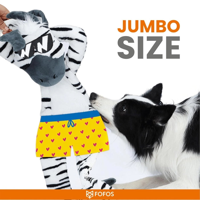 Fofos Zebra Safari Flap with squeaker and Crinkle Dog Toy