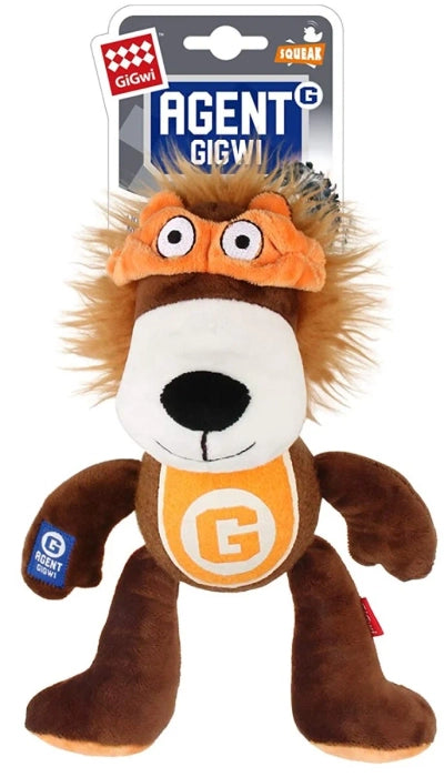 Gigwi Agent Lion Plush and Tennis Ball with Squeaker Dog Toy