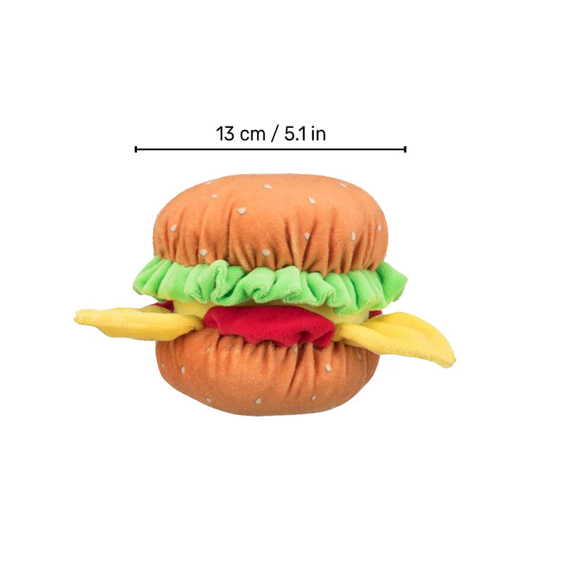Trixie Burger With Sound Plush Dog Toy