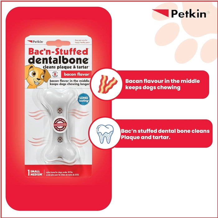 Petkin Bac'n Stuffed Dentalbone Oral Care for Dogs