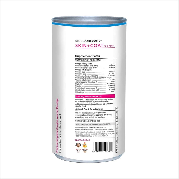 Drools Absolute Syrup, Skin and Coat Supplement for Dogs