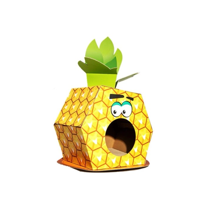 Fofos Cardboard Cat House with Scratching Pad Pineapple