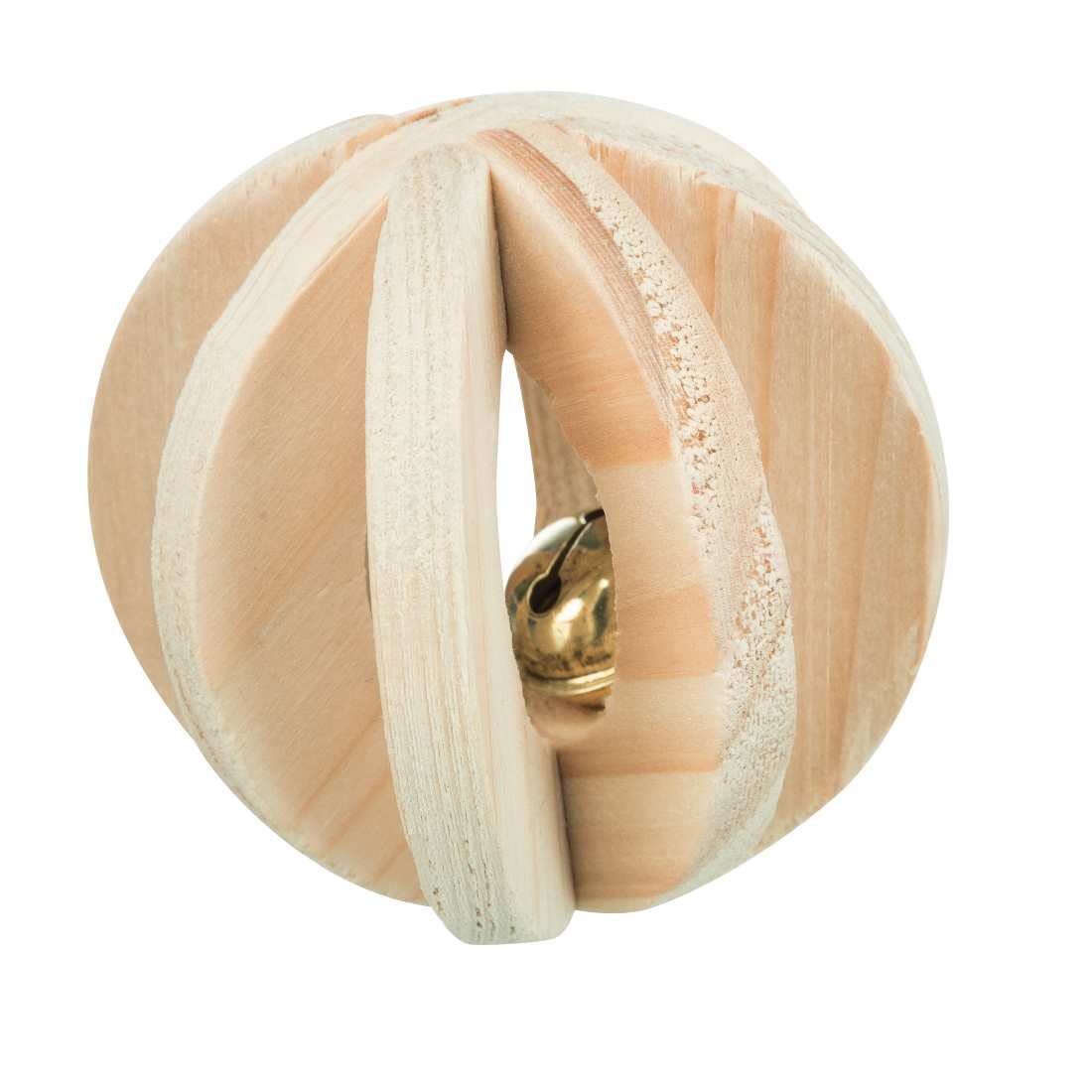 Trixie Wooden Slat Play Ball with Bell Toy for Cats and Small Animals