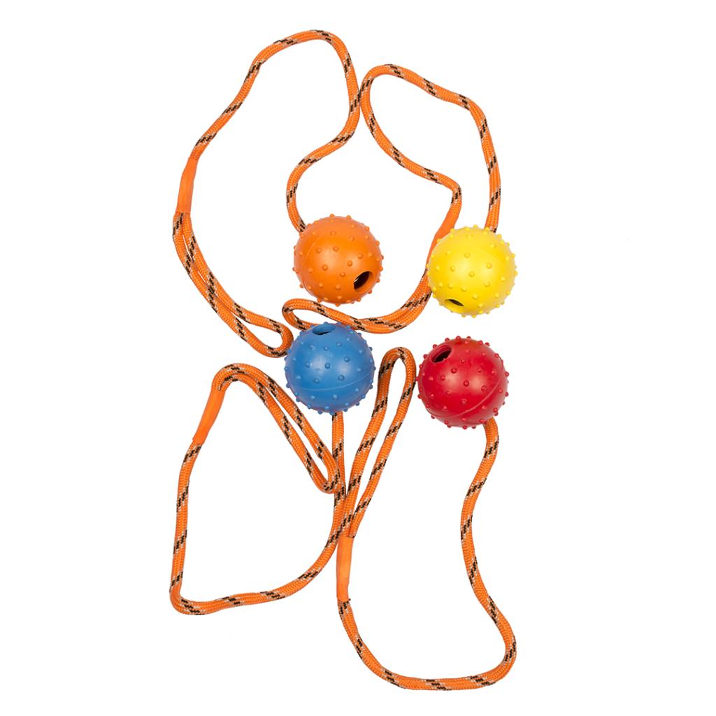 Duvoplus Rubber Dental Ball with Rope Mix Rubber ball and rope Dog Toy