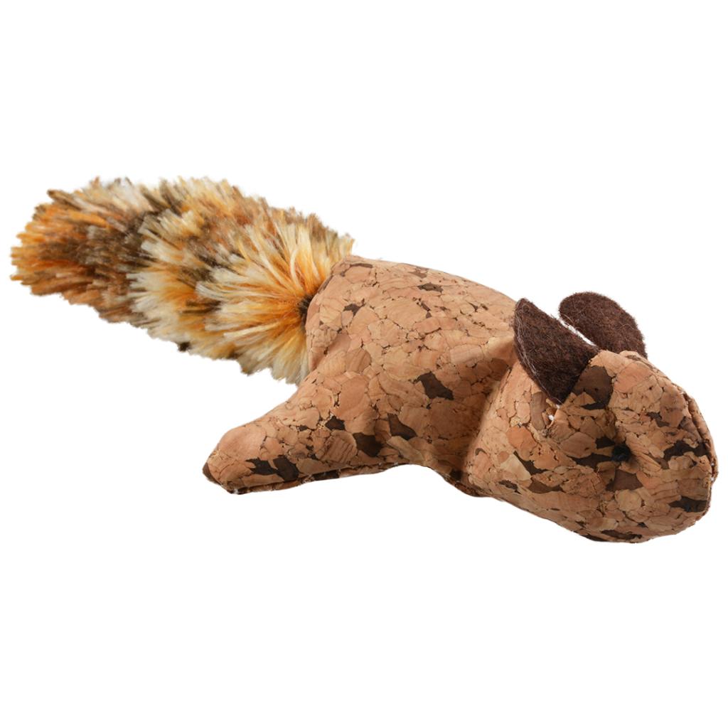 Duvoplus Cork Squirrel with Big Plush Tail Hip Cork Toy for Cats