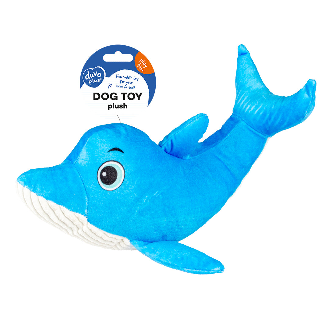 Duvoplus Plush Dolphin Ocean Blue Toy for Dogs