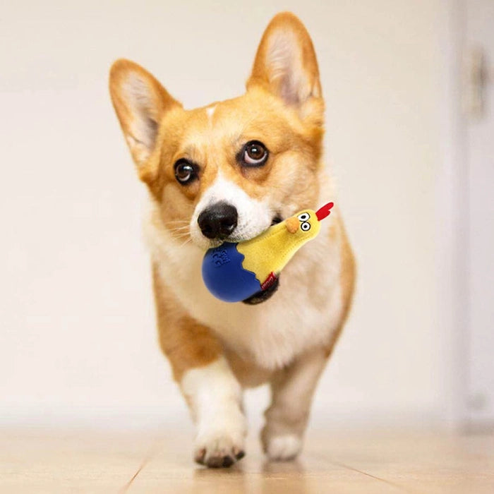 GiGwi Egg Wobble Fun Cock Tpr & Plush Toy for Dogs