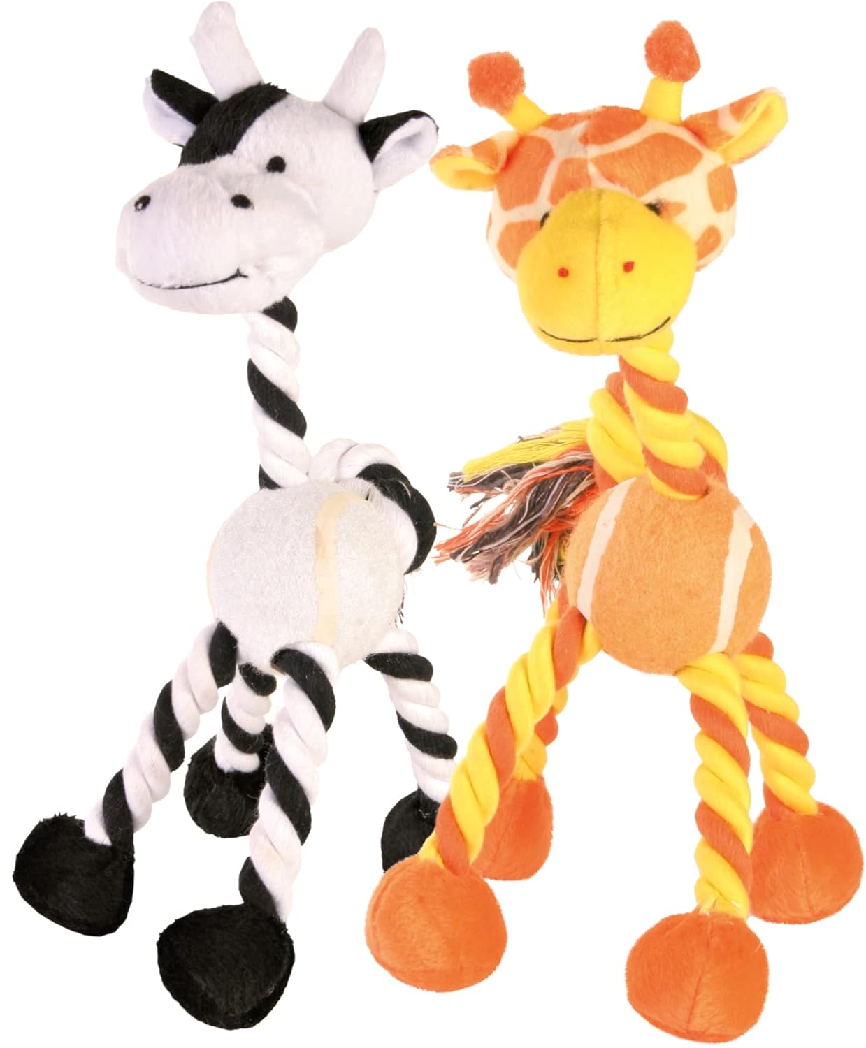 Trixie Animal Dog Toy With Rope and Tennis Ball