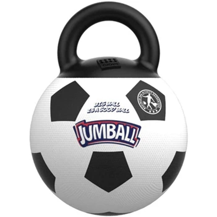 Gigwi Jumball Soccer Ball with Rubber Handle Dog Toys Black and White