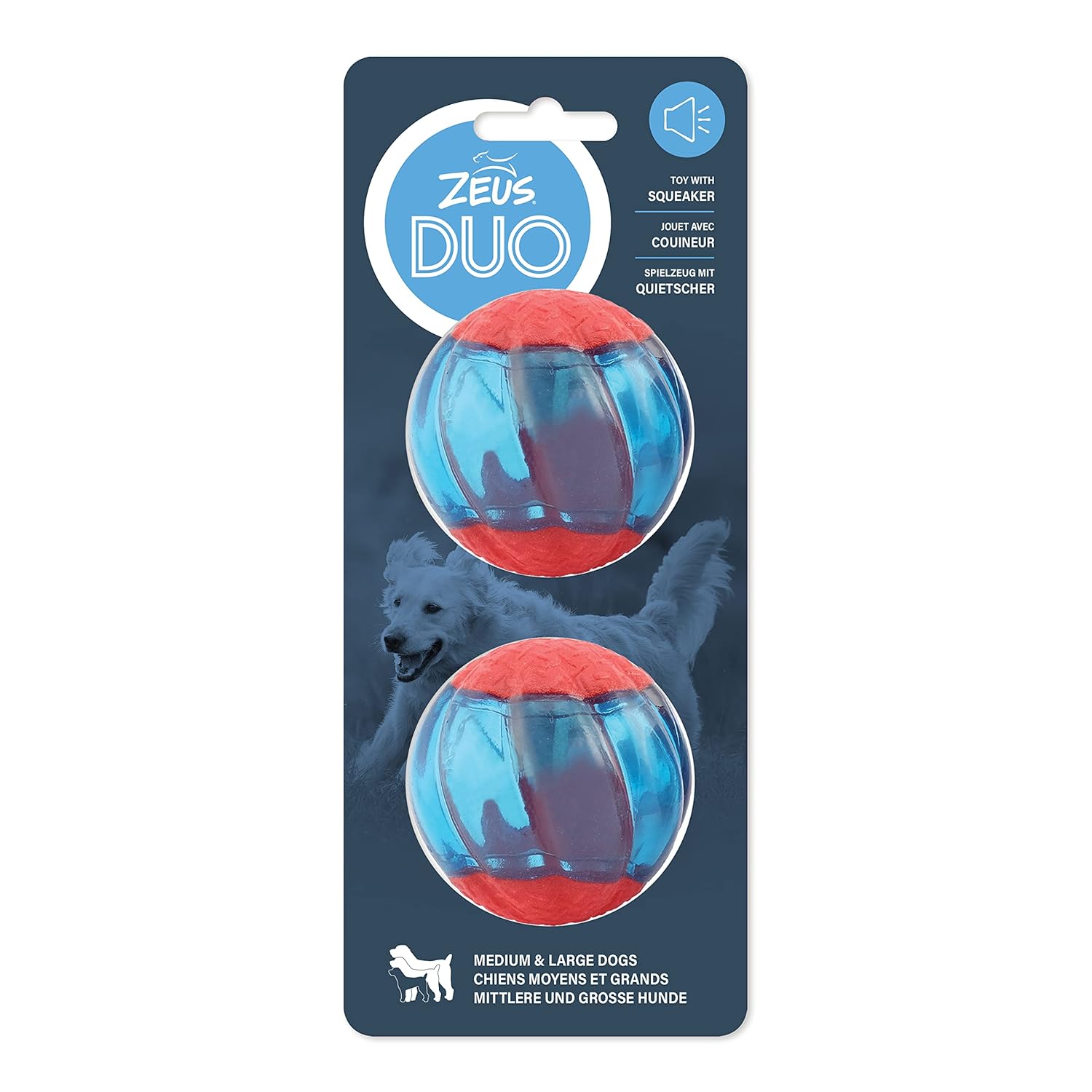 Zeus Duo Ball with Squeaker 2PK