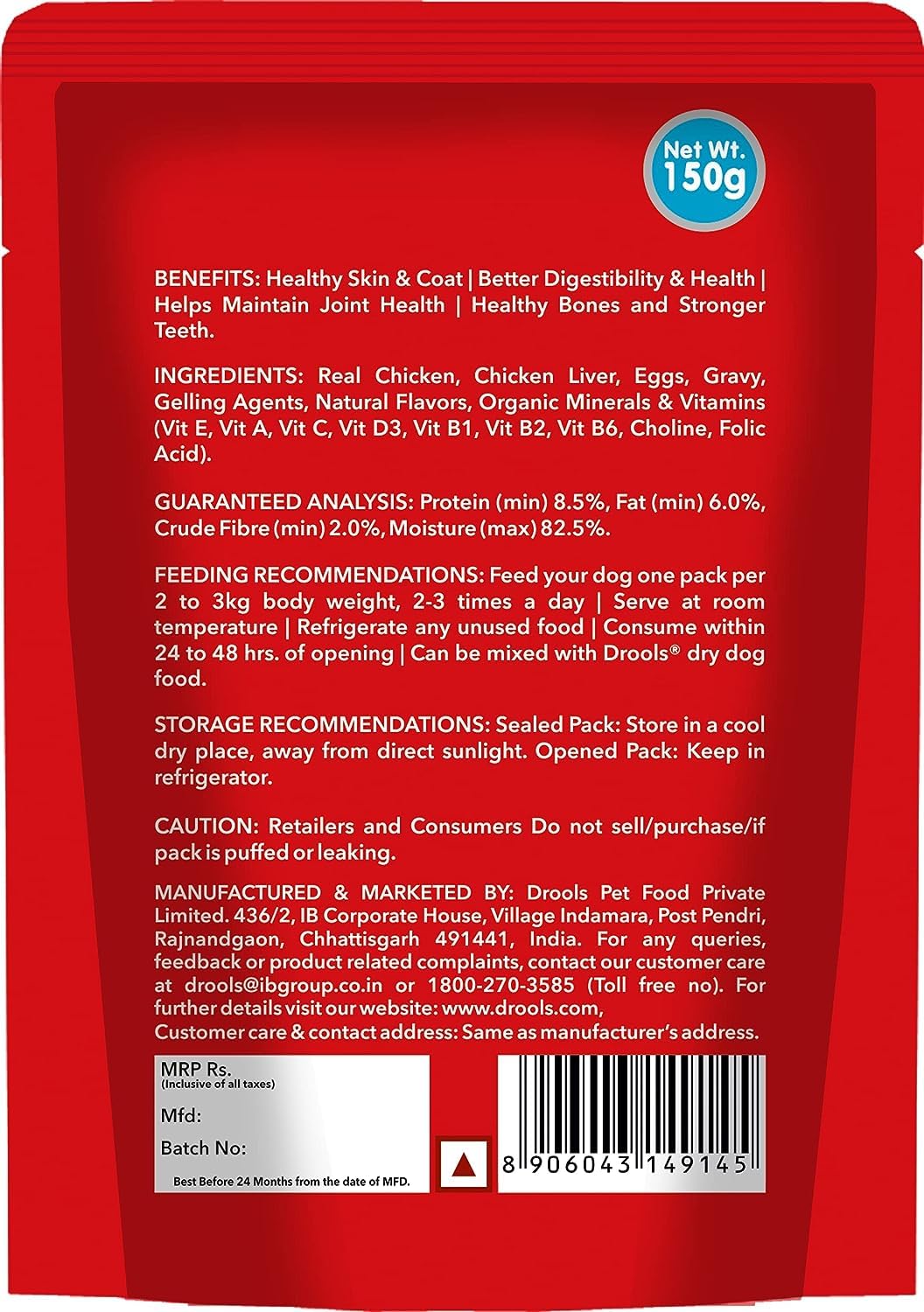Drools Chicken Liver Chunks in Gravy Adult Dog Wet Food