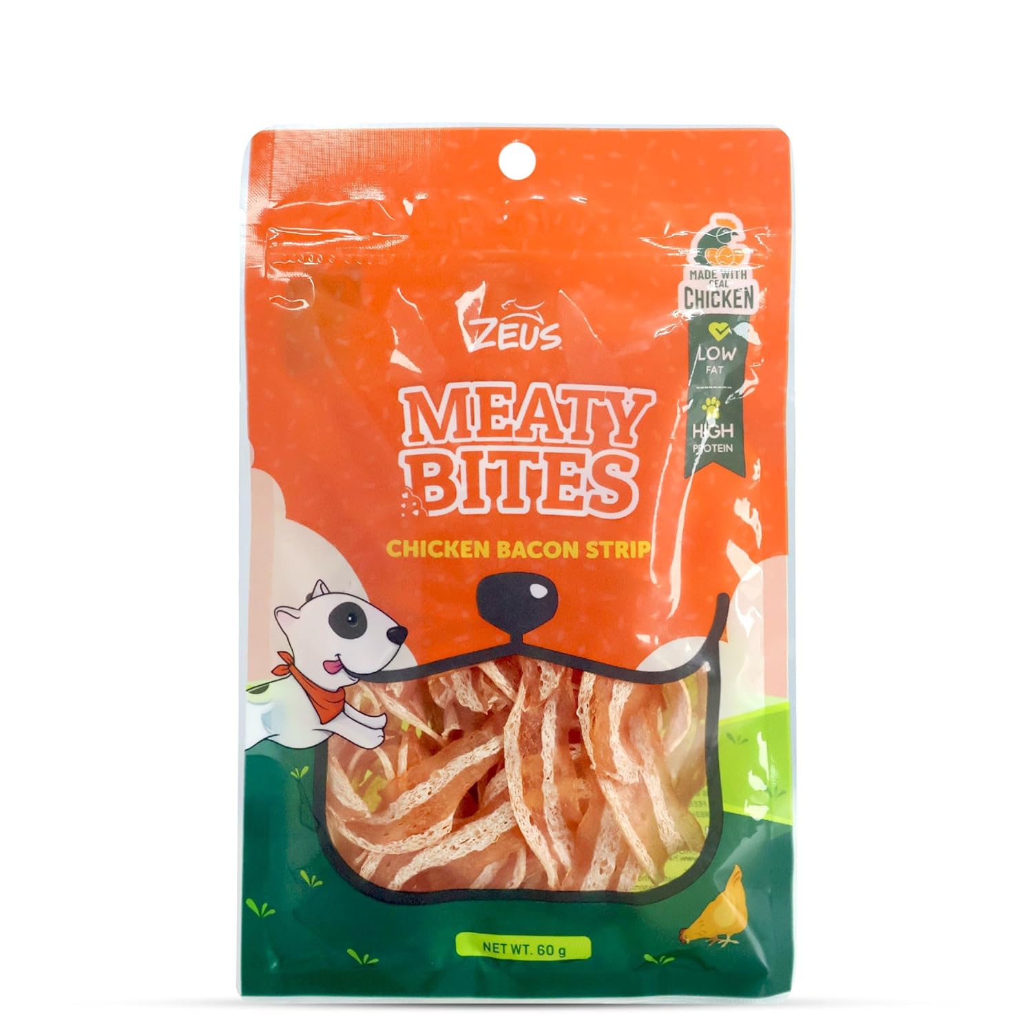 Zeus Meaty Bites Chicken Bacon Strip Dog Treats