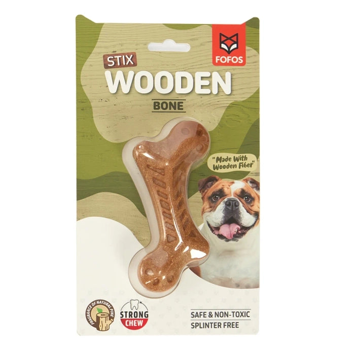 Fofos Woodplay Bone Toy for Aggressive Chewer Dogs