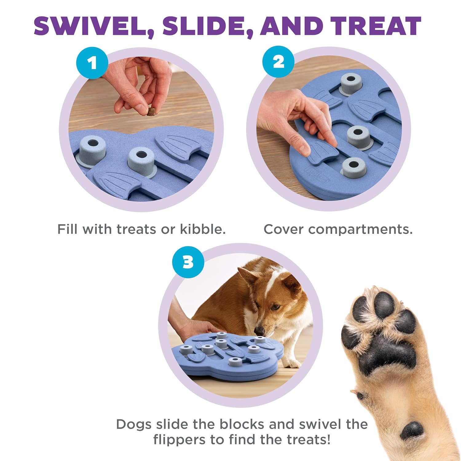 Outward Hound Dog Hide N Slide Interactive Treat Purple
