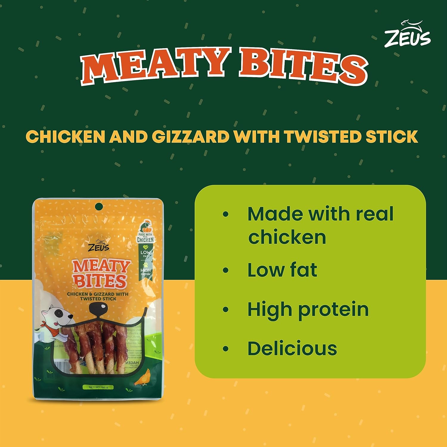 Zeus Meaty Bites Chicken & Gizzard With Twisted Stick