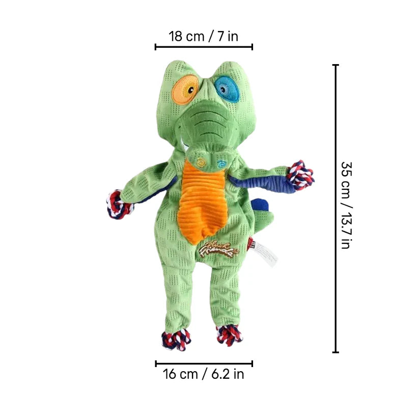 GiGwi Plush Friendz Crocodile With Rope & Squeaker Toy for Dogs
