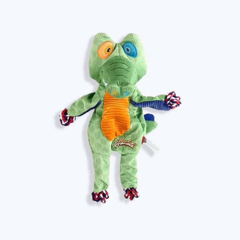 GiGwi Plush Friendz Crocodile With Rope & Squeaker Toy for Dogs