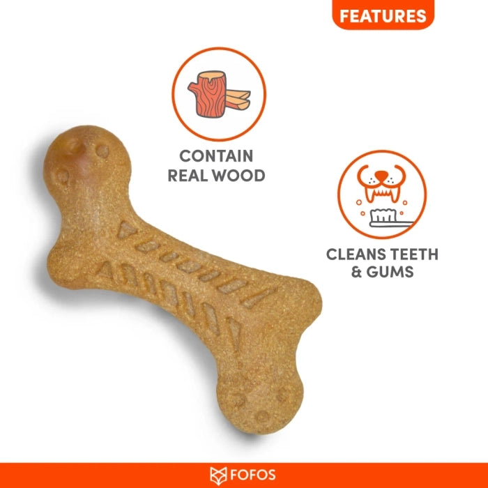 Fofos Woodplay Bone Toy for Aggressive Chewer Dogs