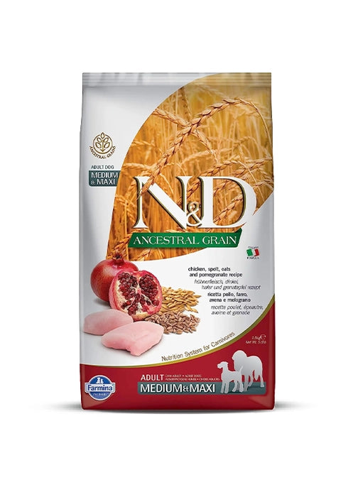 N&D Ancestral Grain Chicken Medium & Maxi Adult Dog Dry Food