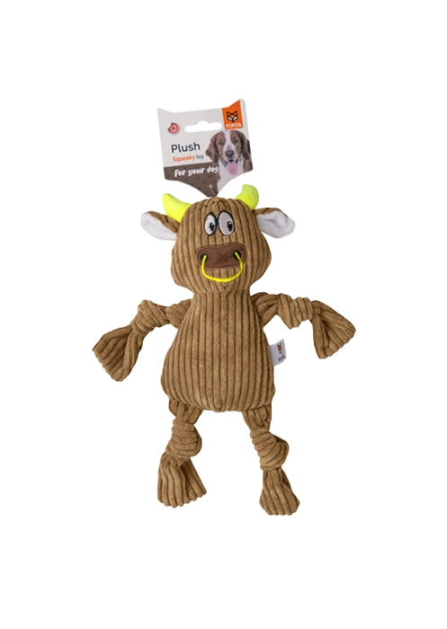 Fofos Fluffy Cow Stuffed Soft Squeaky Plush Dog Toy