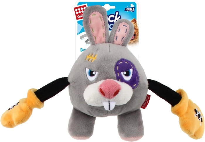 GiGwi Rock Zoo King Boxer Rabbit with Squeaker Toy for Dogs