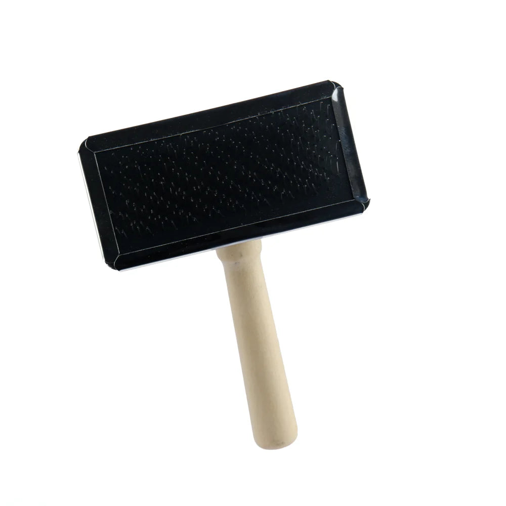 Trixie Slicker Wooden Brush with Brush Cleaner for Dogs and Cats