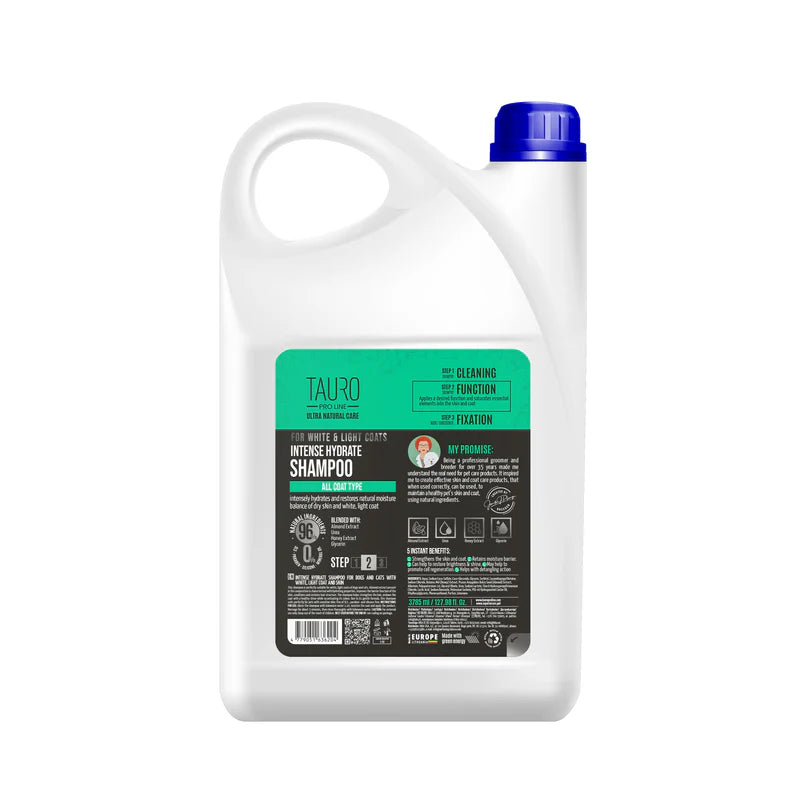 Tauro Pro Line Ultra Natural Care  Intense Hydrate Shampoo  for Dogs and Cats with White Light Coat and Skin