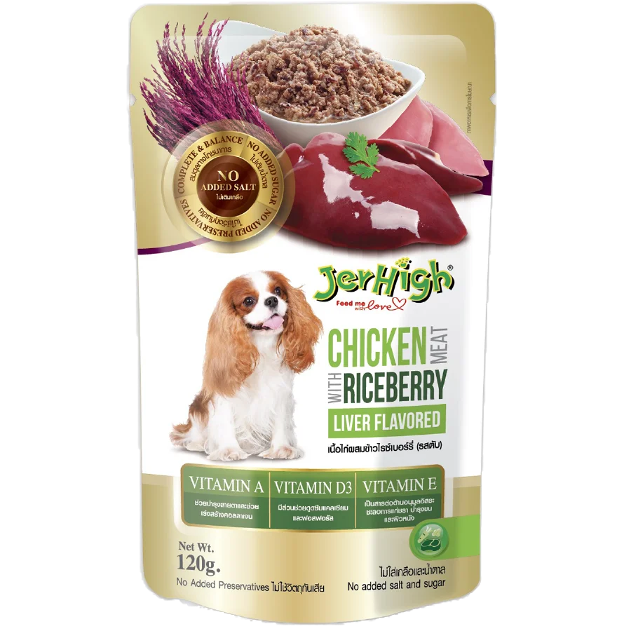 Jerhigh Chicken with Liver Riceberry in Jelly Dog Wet Food