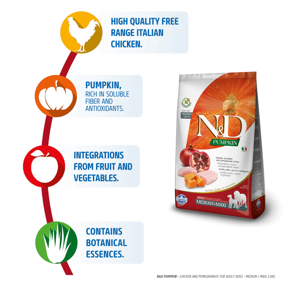 N&D Chicken Pumpkin Medium & Maxi Adult Dog Dry Food