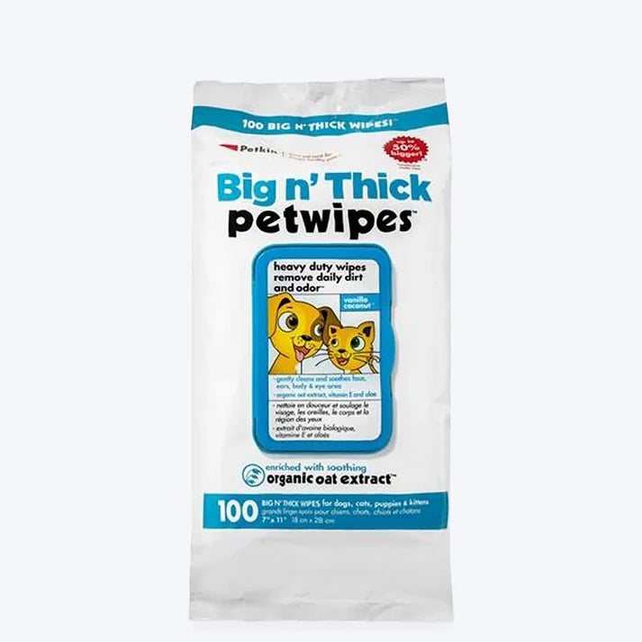 Petkin Big Natural Wipes for Dpgs & Cats