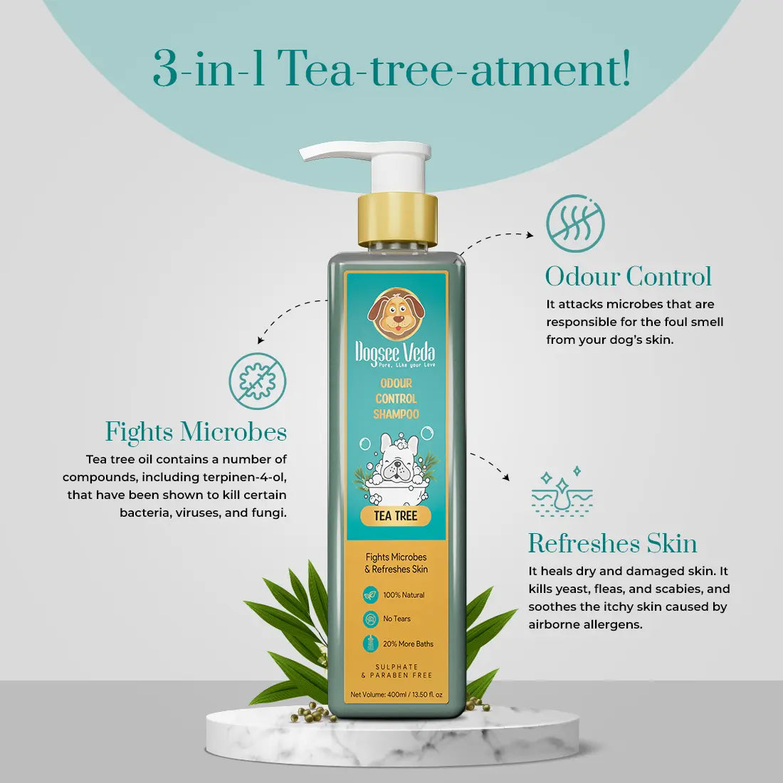 Dogsee Veda Tea Tree Odour Control Dog Shampoo