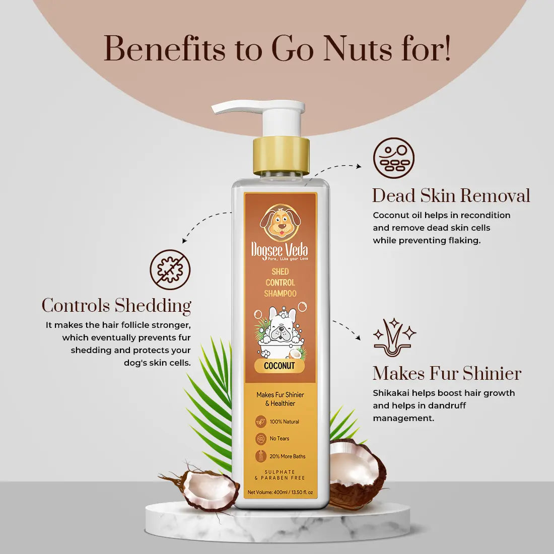 Dogsee Veda Shed Control Coconut Oil Dog Shampoo