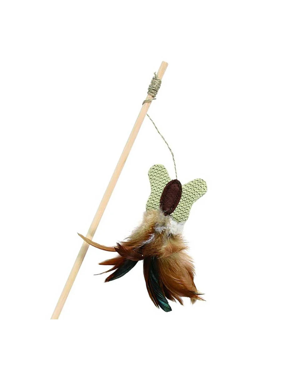 Trixie Playing Rod with Butterfly Feather Wood Jute Canvas Toy for Cats