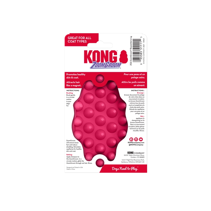 Kong Zoom Groom Raspberry Brush for Dogs
