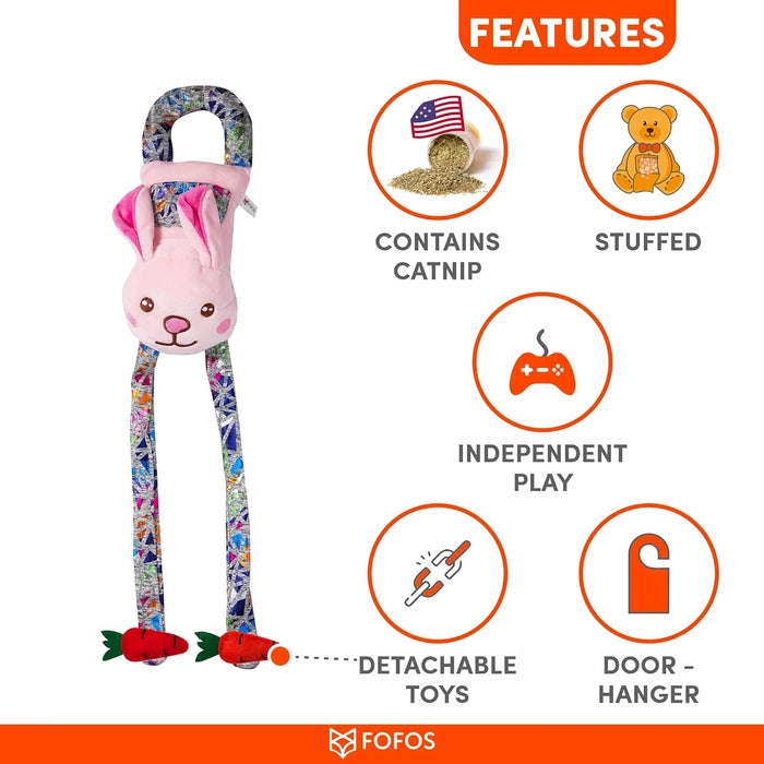 Fofos Barkbutler Blocky Meow Door Hanger Rabbit Cat Toy