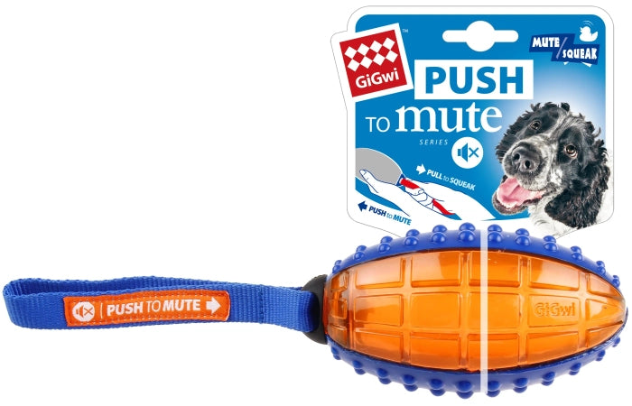 GiGwi Rugby Push To Mute Solid Ball Toy for Dogs
