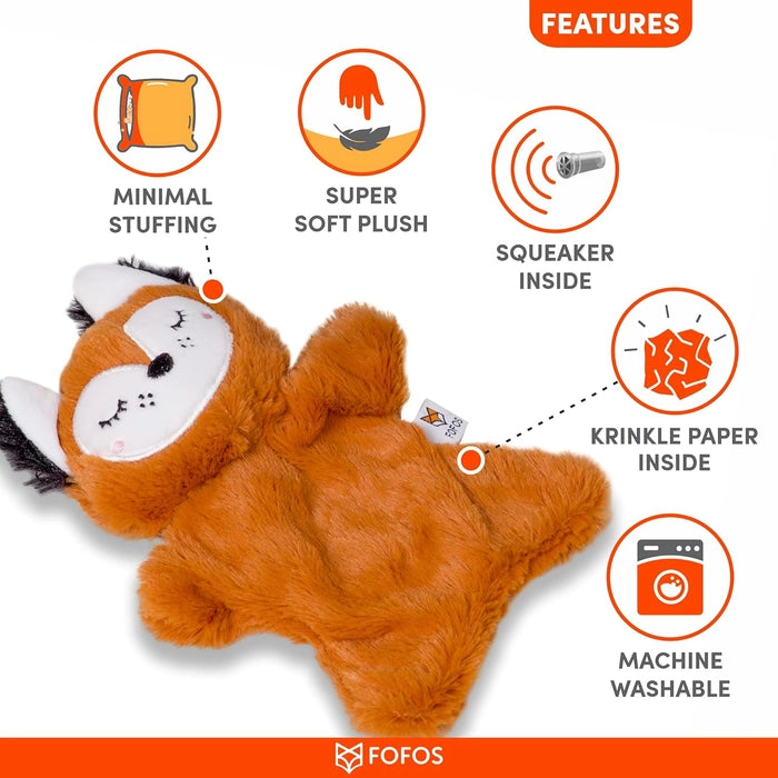 Fofos Glove Fox Multi Squeaky Plush Dog Toy