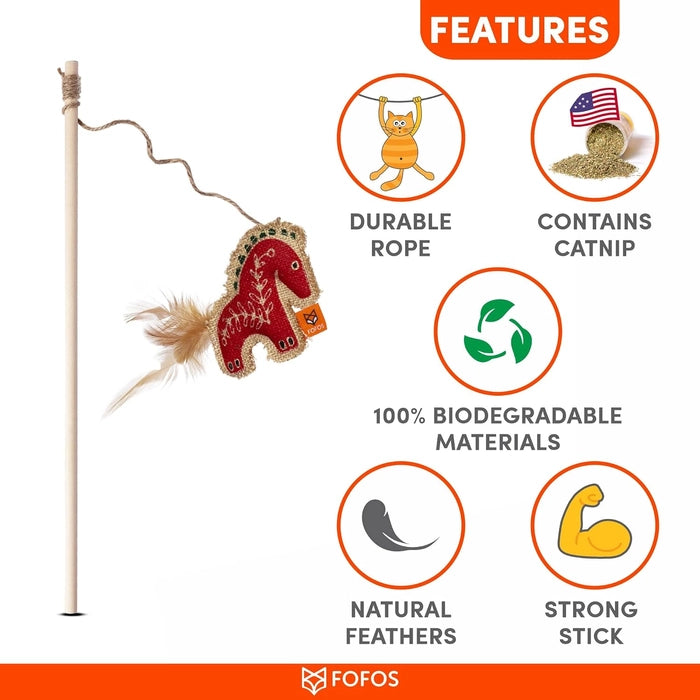 Fofos Barkbutler Scandi Horse with Wooden Stick Cat Toy