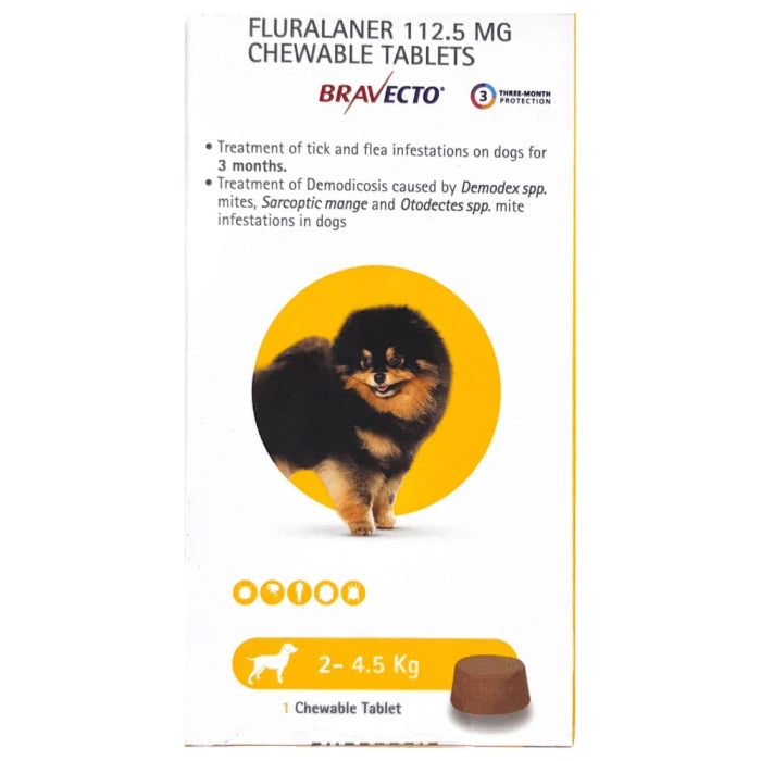 Bravecto Fluralaner Flea and  Tick Control Tablet for Dogs
