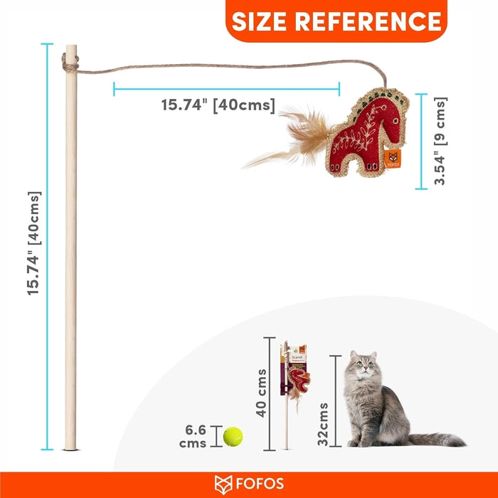 Fofos Barkbutler Scandi Horse with Wooden Stick Cat Toy