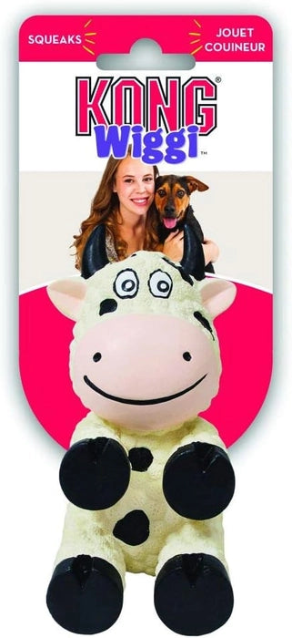 Kong Wiggi Cow Squeaky Toy